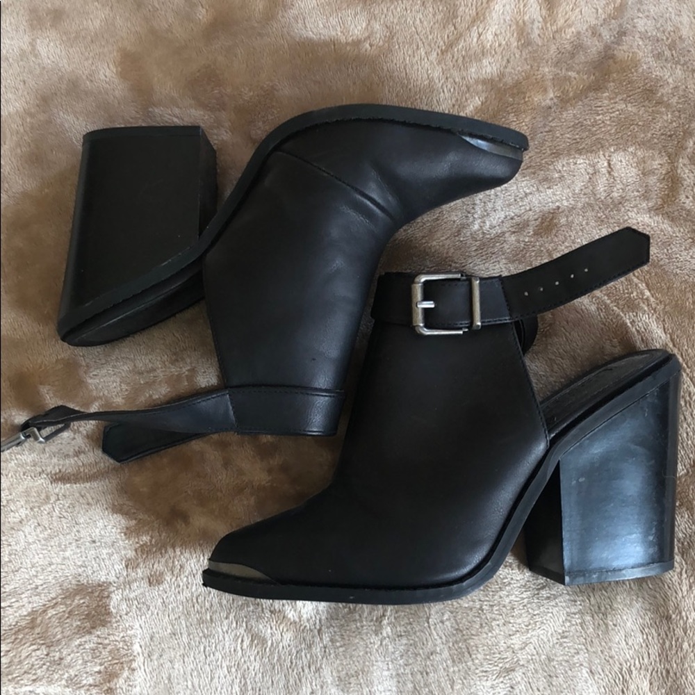 Black open back bootie